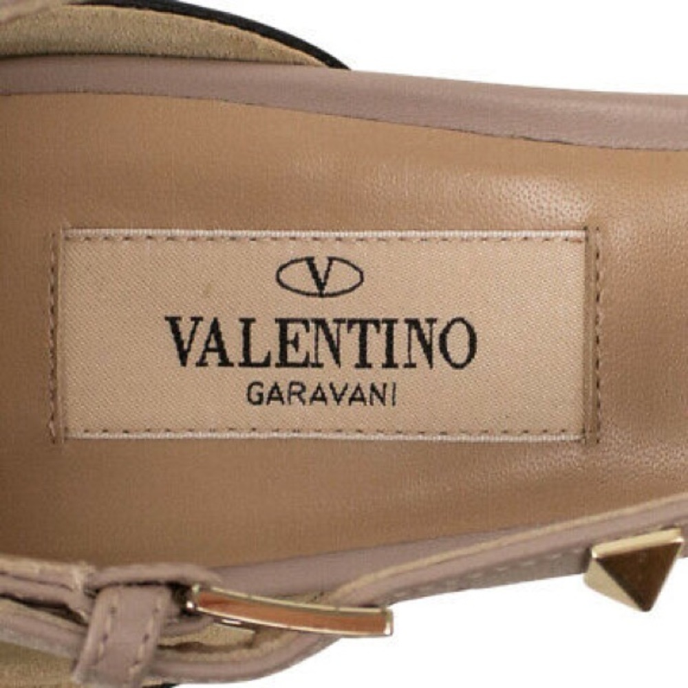 Valentino rock stud patent leather kitty heel pump